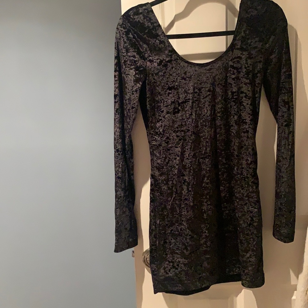 Crushed Velvet Long Sleeve Minidress